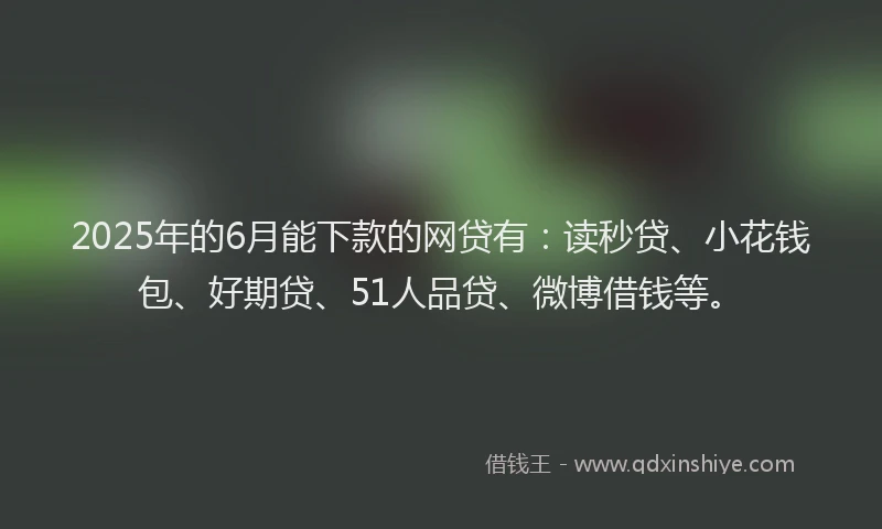 2025年的6月能下款的网贷有：读秒贷、小花钱包、好期贷、51人品贷、微博借钱等。