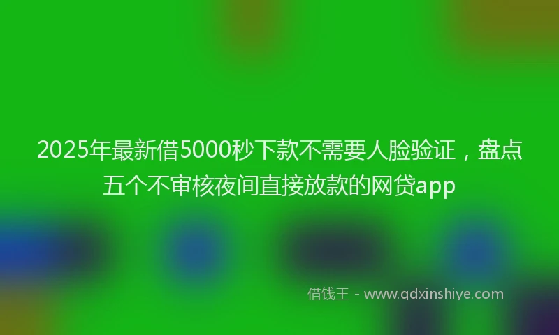 2025年最新借5000秒下款不需要人脸验证，盘点五个不审核夜间直接放款的网贷app