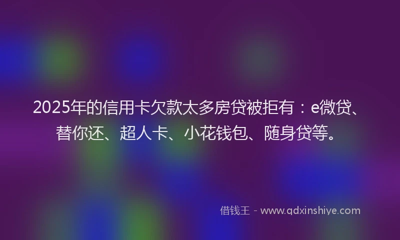 2025年的信用卡欠款太多房贷被拒有：e微贷、替你还、超人卡、小花钱包、随身贷等。