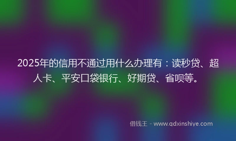 2025年的信用不通过用什么办理有：读秒贷、超人卡、平安口袋银行、好期贷、省呗等。