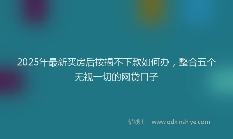 2025年最新买房后按揭不下款如何办，整合五个无视一切的网贷口子