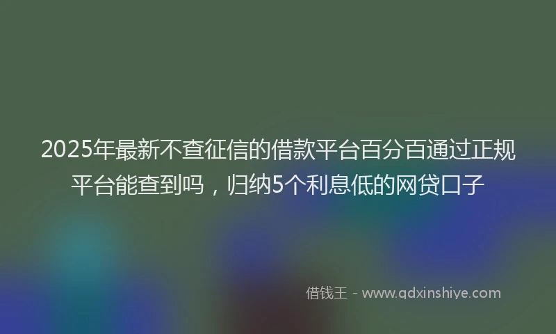 2025年最新不查征信的借款平台百分百通过正规平台能查到吗，归纳5个利息低的网贷口子
