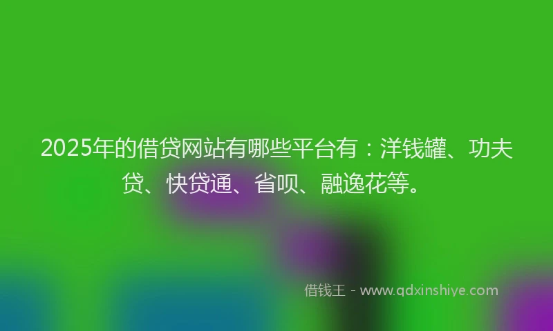 2025年的借贷网站有哪些平台有：洋钱罐、功夫贷、快贷通、省呗、融逸花等。