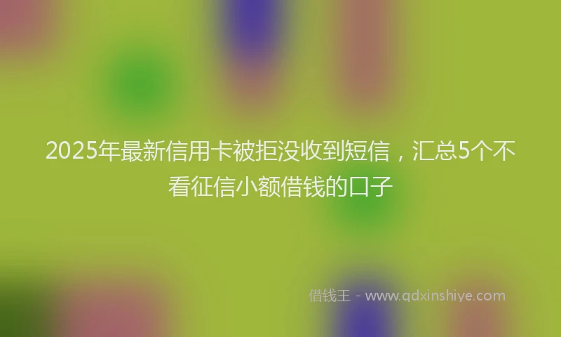 2025年最新信用卡被拒没收到短信，汇总5个不看征信小额借钱的口子