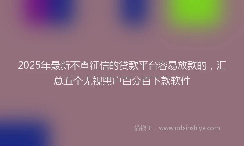 2025年最新不查征信的贷款平台容易放款的，汇总五个无视黑户百分百下款软件