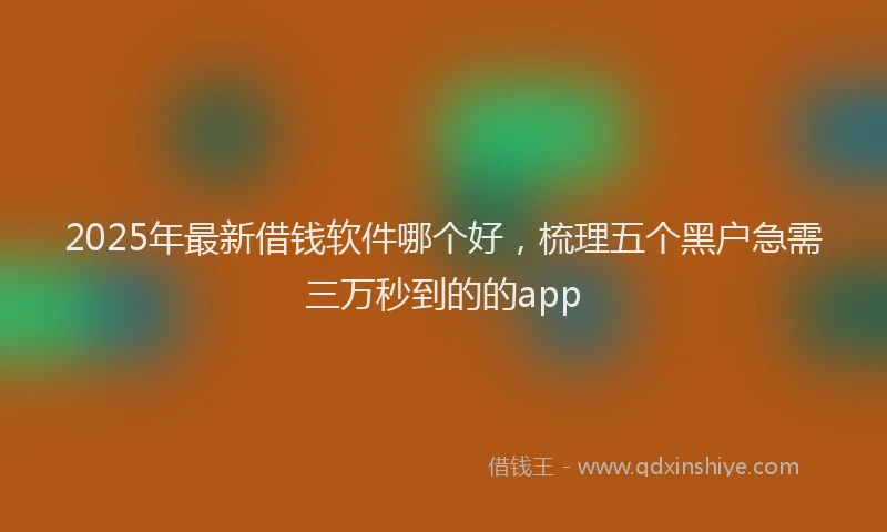 2025年最新借钱软件哪个好，梳理五个黑户急需三万秒到的的app