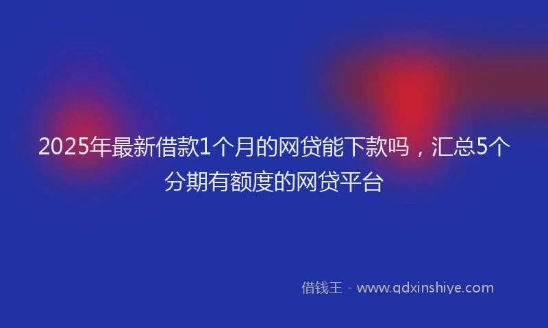 2025年最新借款1个月的网贷能下款吗，汇总5个分期有额度的网贷平台