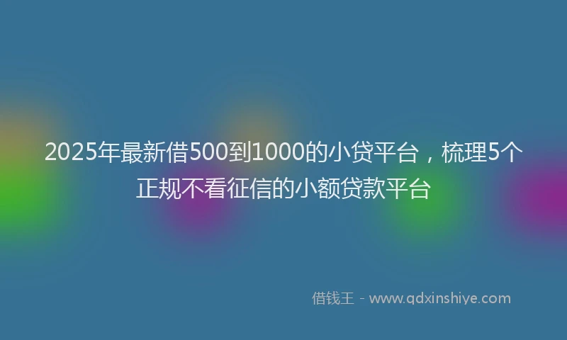 2025年最新借500到1000的小贷平台，梳理5个正规不看征信的小额贷款平台
