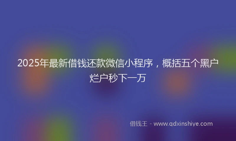 2025年最新借钱还款微信小程序，概括五个黑户烂户秒下一万