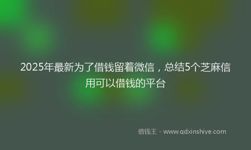 2025年最新为了借钱留着微信，总结5个芝麻信用可以借钱的平台