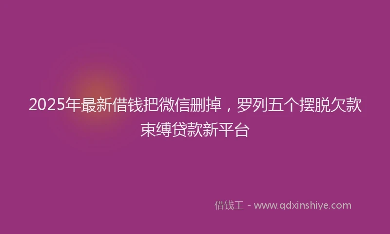 2025年最新借钱把微信删掉，罗列五个摆脱欠款束缚贷款新平台