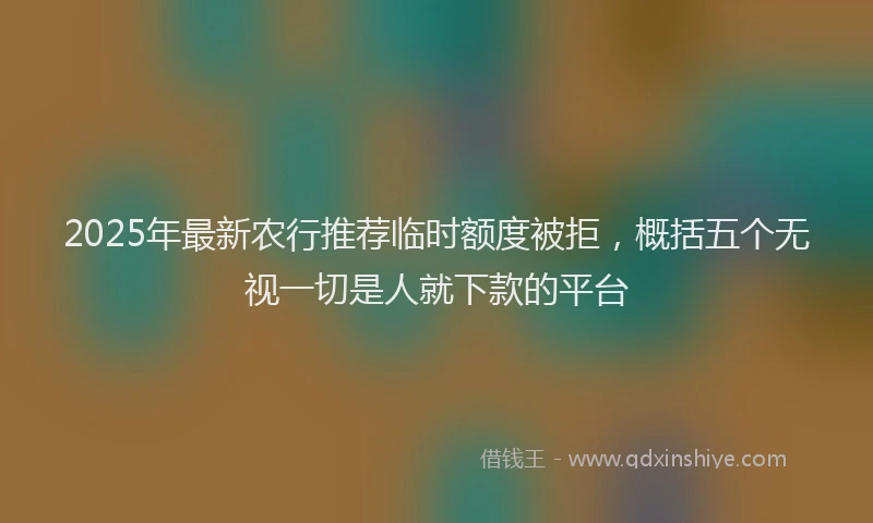 2025年最新农行推荐临时额度被拒，概括五个无视一切是人就下款的平台