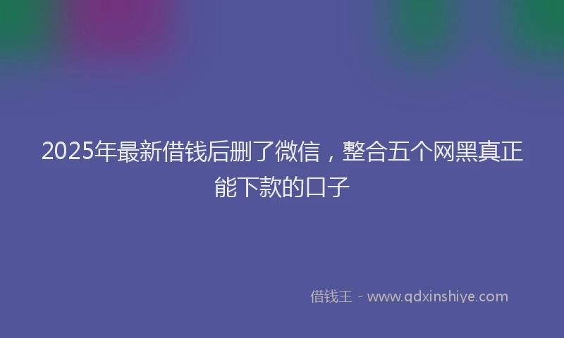 2025年最新借钱后删了微信，整合五个网黑真正能下款的口子