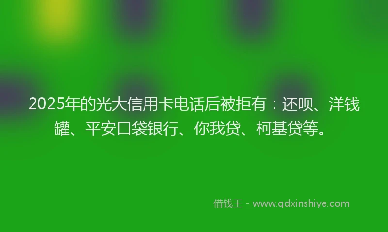 2025年的光大信用卡电话后被拒有：还呗、洋钱罐、平安口袋银行、你我贷、柯基贷等。