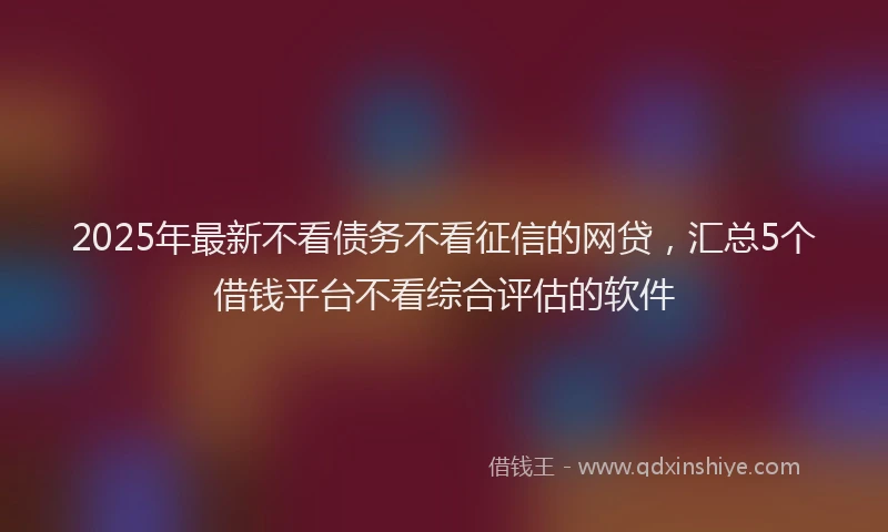 2025年最新不看债务不看征信的网贷，汇总5个借钱平台不看综合评估的软件