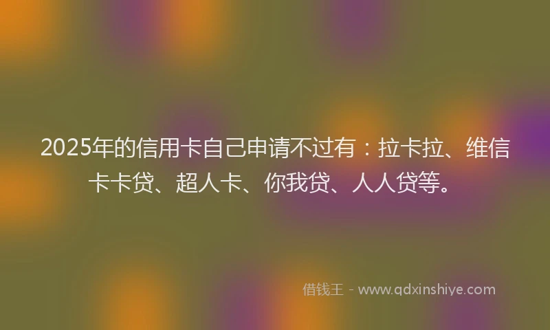 2025年的信用卡自己申请不过有：拉卡拉、维信卡卡贷、超人卡、你我贷、人人贷等。
