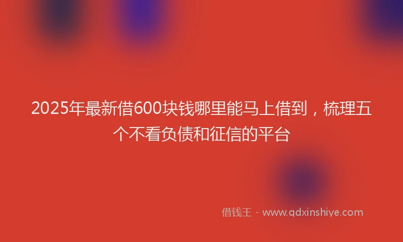 2025年最新借600块钱哪里能马上借到，梳理五个不看负债和征信的平台