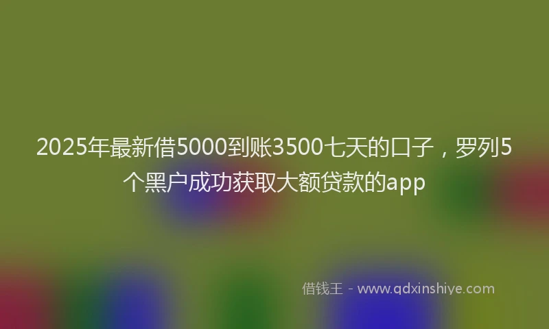 2025年最新借5000到账3500七天的口子，罗列5个黑户成功获取大额贷款的app