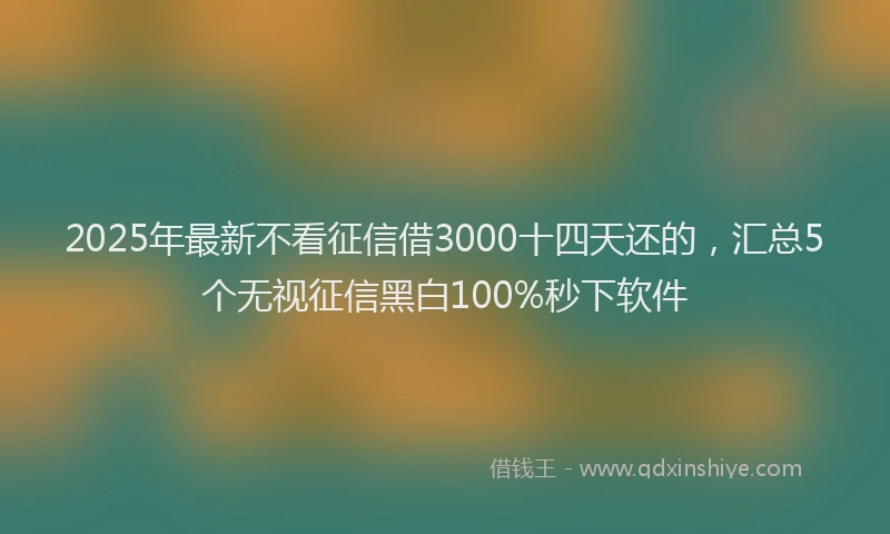 2025年最新不看征信借3000十四天还的，汇总5个无视征信黑白100%秒下软件