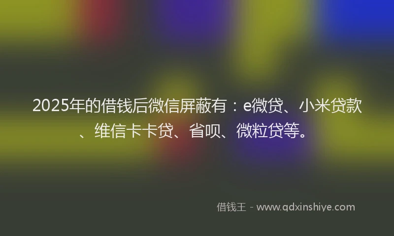 2025年的借钱后微信屏蔽有：e微贷、小米贷款、维信卡卡贷、省呗、微粒贷等。