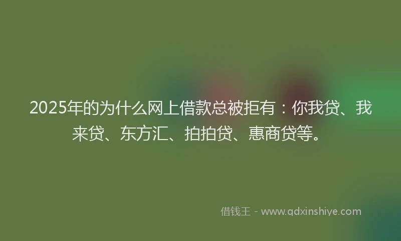2025年的为什么网上借款总被拒有：你我贷、我来贷、东方汇、拍拍贷、惠商贷等。