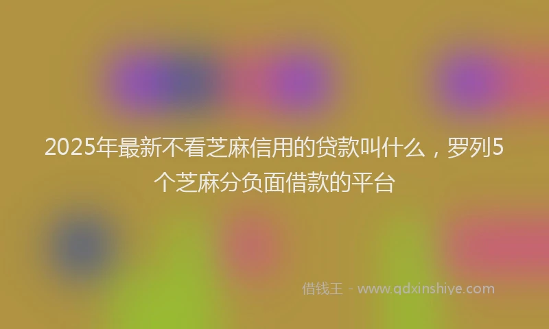 2025年最新不看芝麻信用的贷款叫什么，罗列5个芝麻分负面借款的平台