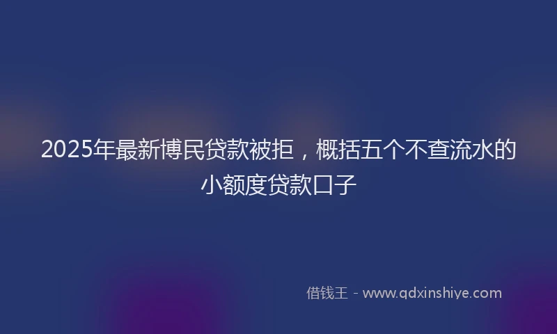 2025年最新博民贷款被拒，概括五个不查流水的小额度贷款口子