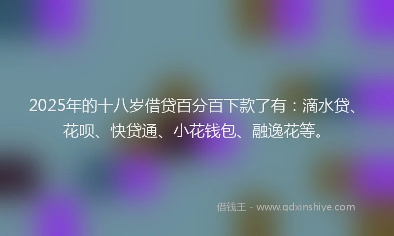 2025年的十八岁借贷百分百下款了有：滴水贷、花呗、快贷通、小花钱包、融逸花等。