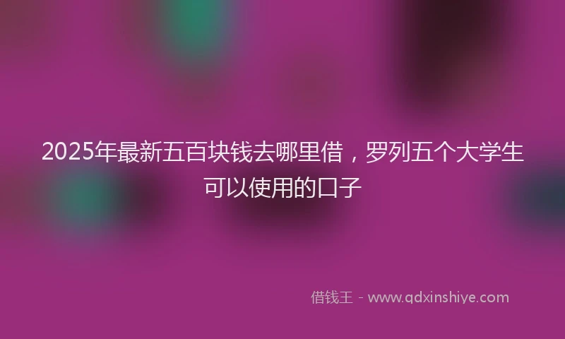 2025年最新五百块钱去哪里借，罗列五个大学生可以使用的口子