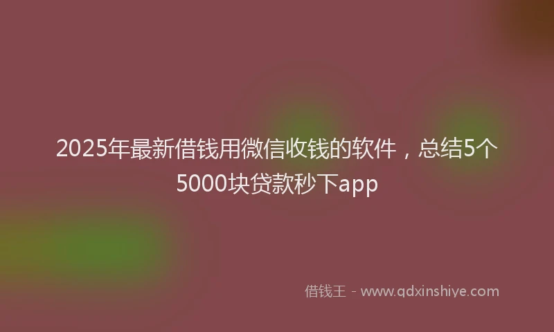 2025年最新借钱用微信收钱的软件，总结5个5000块贷款秒下app
