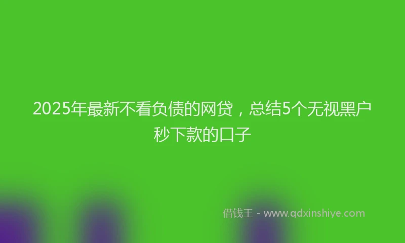 2025年最新不看负债的网贷，总结5个无视黑户秒下款的口子