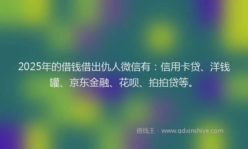 2025年的借钱借出仇人微信有：信用卡贷、洋钱罐、京东金融、花呗、拍拍贷等。