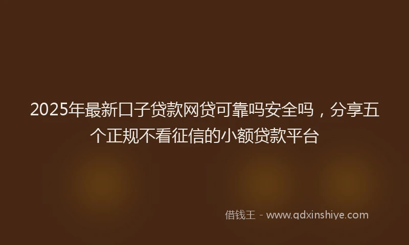 2025年最新口子贷款网贷可靠吗安全吗，分享五个正规不看征信的小额贷款平台