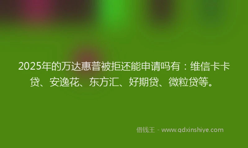 2025年的万达惠普被拒还能申请吗有：维信卡卡贷、安逸花、东方汇、好期贷、微粒贷等。