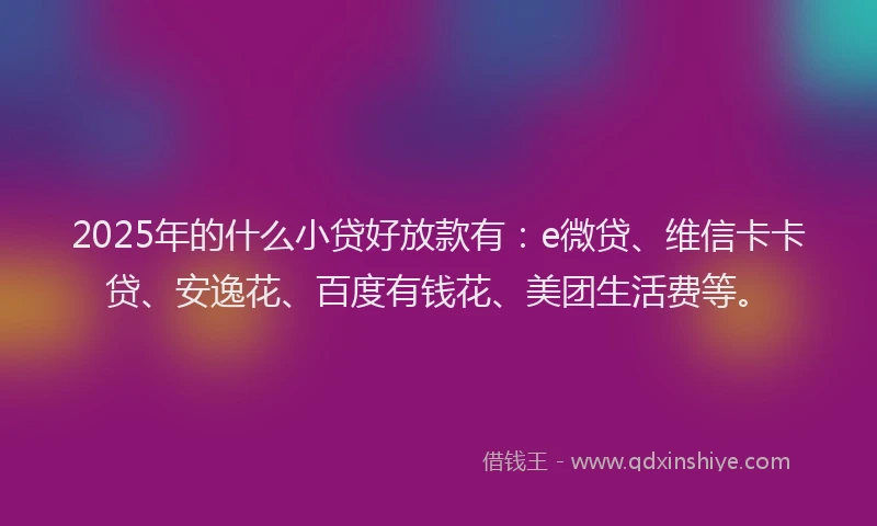 2025年的什么小贷好放款有：e微贷、维信卡卡贷、安逸花、百度有钱花、美团生活费等。