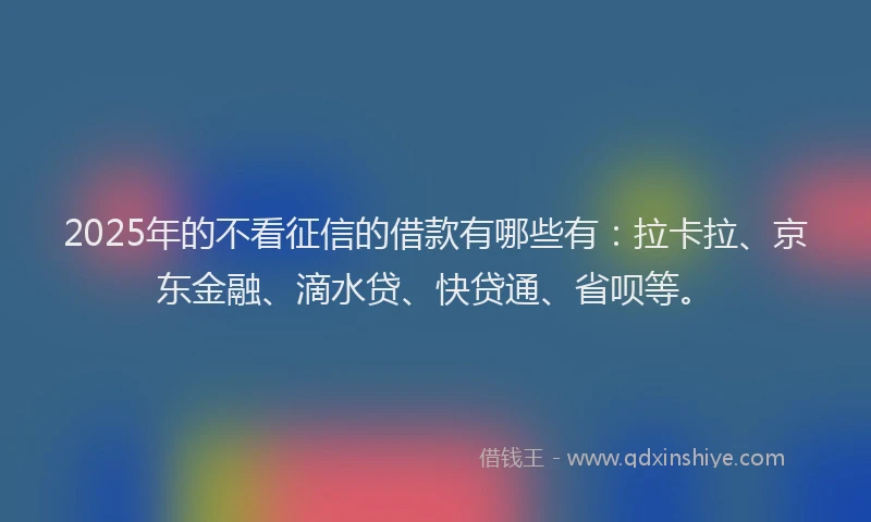 2025年的不看征信的借款有哪些有：拉卡拉、京东金融、滴水贷、快贷通、省呗等。