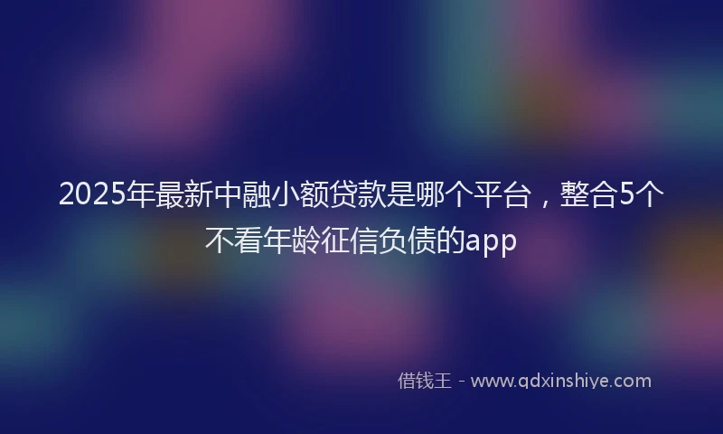 2025年最新中融小额贷款是哪个平台，整合5个不看年龄征信负债的app
