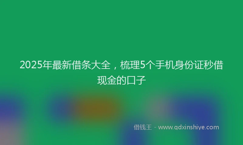 2025年最新借条大全，梳理5个手机身份证秒借现金的口子