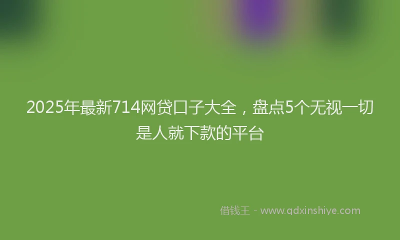 2025年最新714网贷口子大全，盘点5个无视一切是人就下款的平台