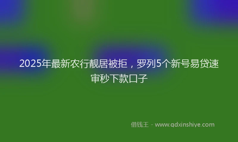 2025年最新农行靓居被拒，罗列5个新号易贷速审秒下款口子