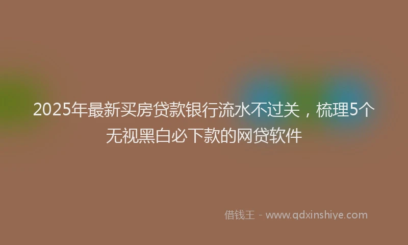 2025年最新买房贷款银行流水不过关，梳理5个无视黑白必下款的网贷软件