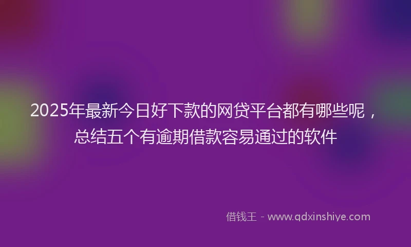 2025年最新今日好下款的网贷平台都有哪些呢，总结五个有逾期借款容易通过的软件