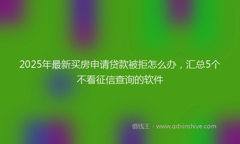 2025年最新买房申请贷款被拒怎么办，汇总5个不看征信查询的软件