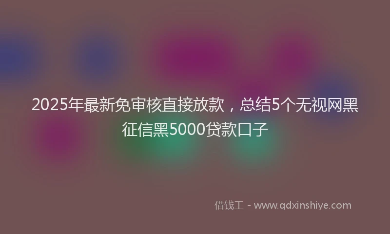 2025年最新免审核直接放款，总结5个无视网黑征信黑5000贷款口子
