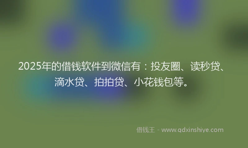 2025年的借钱软件到微信有：投友圈、读秒贷、滴水贷、拍拍贷、小花钱包等。
