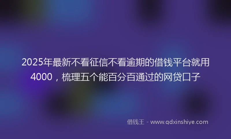 2025年最新不看征信不看逾期的借钱平台就用4000，梳理五个能百分百通过的网贷口子