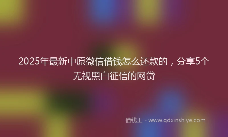 2025年最新中原微信借钱怎么还款的，分享5个无视黑白征信的网贷