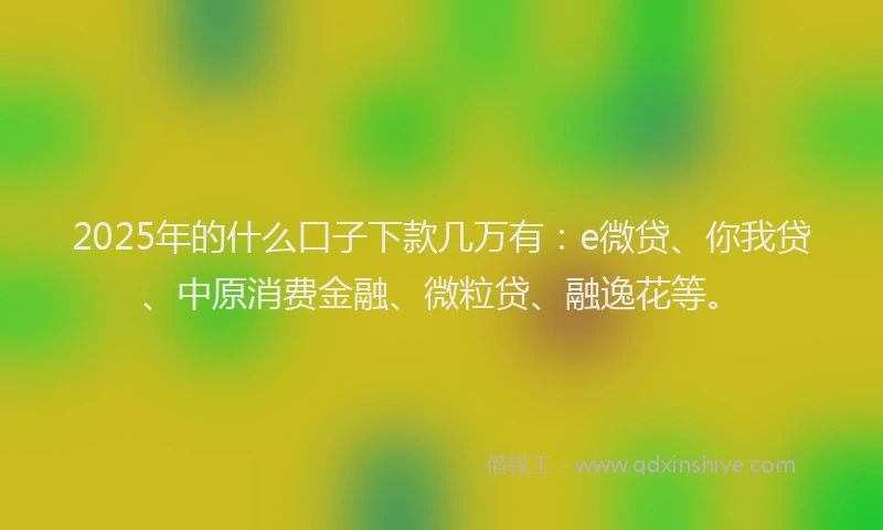 2025年的什么口子下款几万有：e微贷、你我贷、中原消费金融、微粒贷、融逸花等。