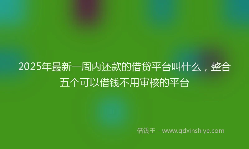 2025年最新一周内还款的借贷平台叫什么，整合五个可以借钱不用审核的平台