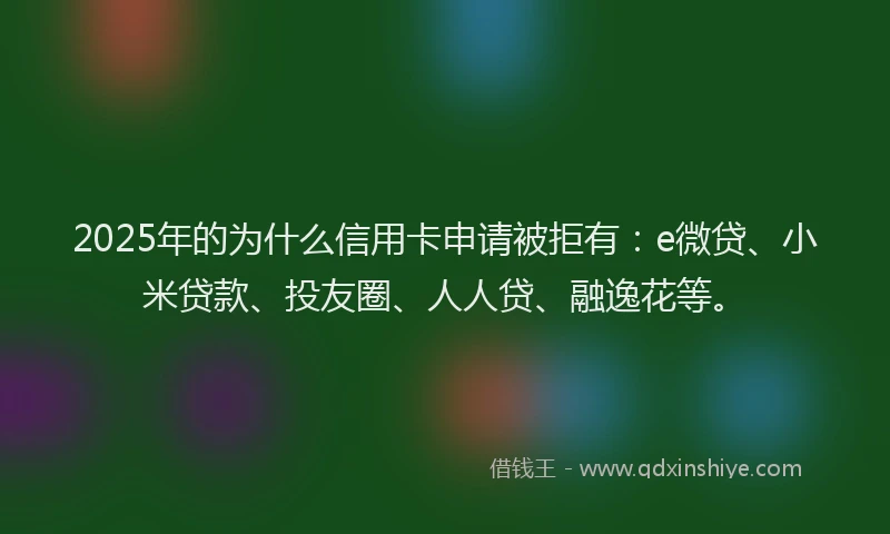 2025年的为什么信用卡申请被拒有：e微贷、小米贷款、投友圈、人人贷、融逸花等。